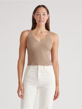 Quince - Eco-Knit Cropped Sweater Tank in Warm Taupe